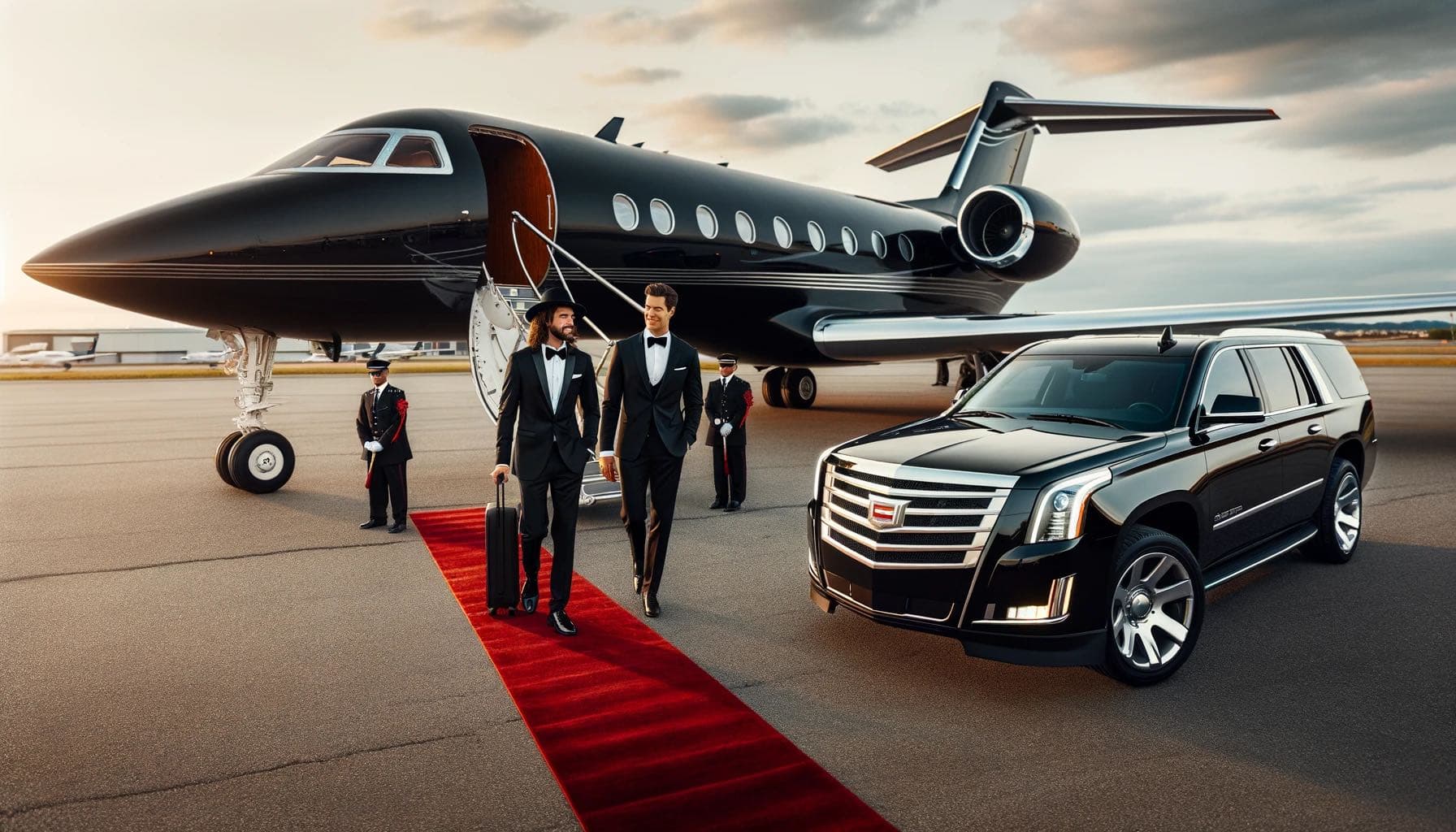 Luxury black SUV in the city at night